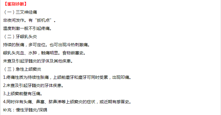 口腔執(zhí)業(yè)醫(yī)師技能考試病例分析——急性牙髓炎（自發(fā)性、夜間疼痛、不能定位）