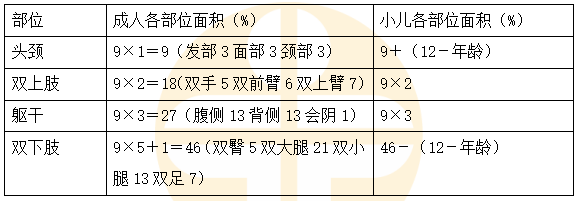 小兒與成人燒傷面積的劃分有什么區(qū)別？